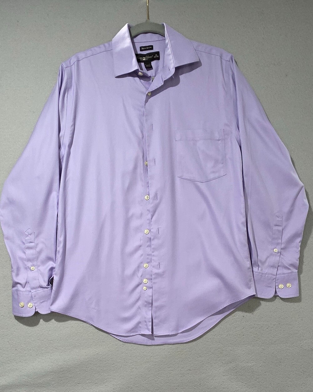 Pronto Uomo Blueish Lavender Non-Iron Dress Shirt — Men's Size 15 32/33